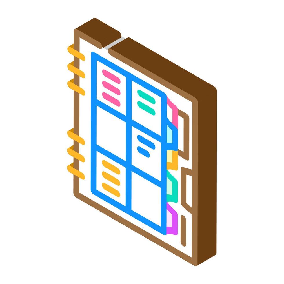 organisator boek isometrische pictogram vectorillustratie vector