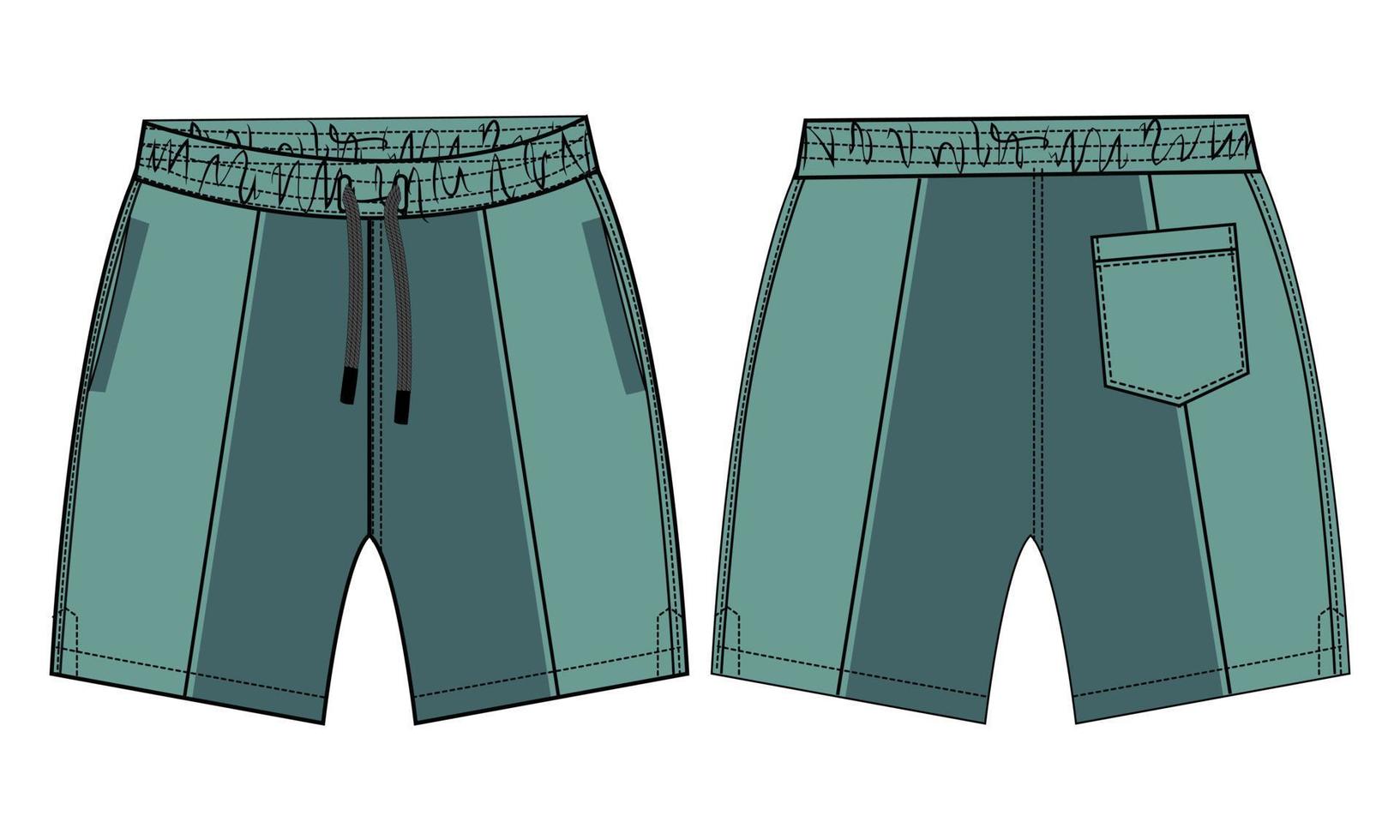korte broek broek technische mode platte schets vector illustratie sjabloon voor jongens
