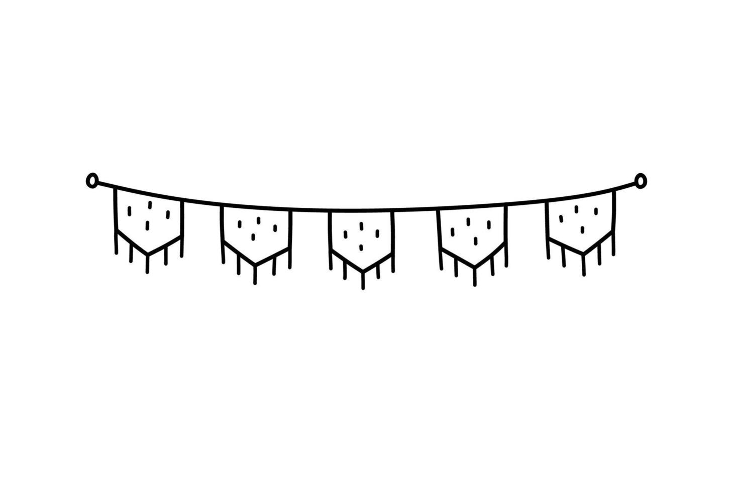 leuke feestelijke bunting voor een feestje geïsoleerd op een witte achtergrond. vector handgetekende illustratie in doodle stijl. perfect voor vakantieontwerpen, kaarten, decoraties, logo.