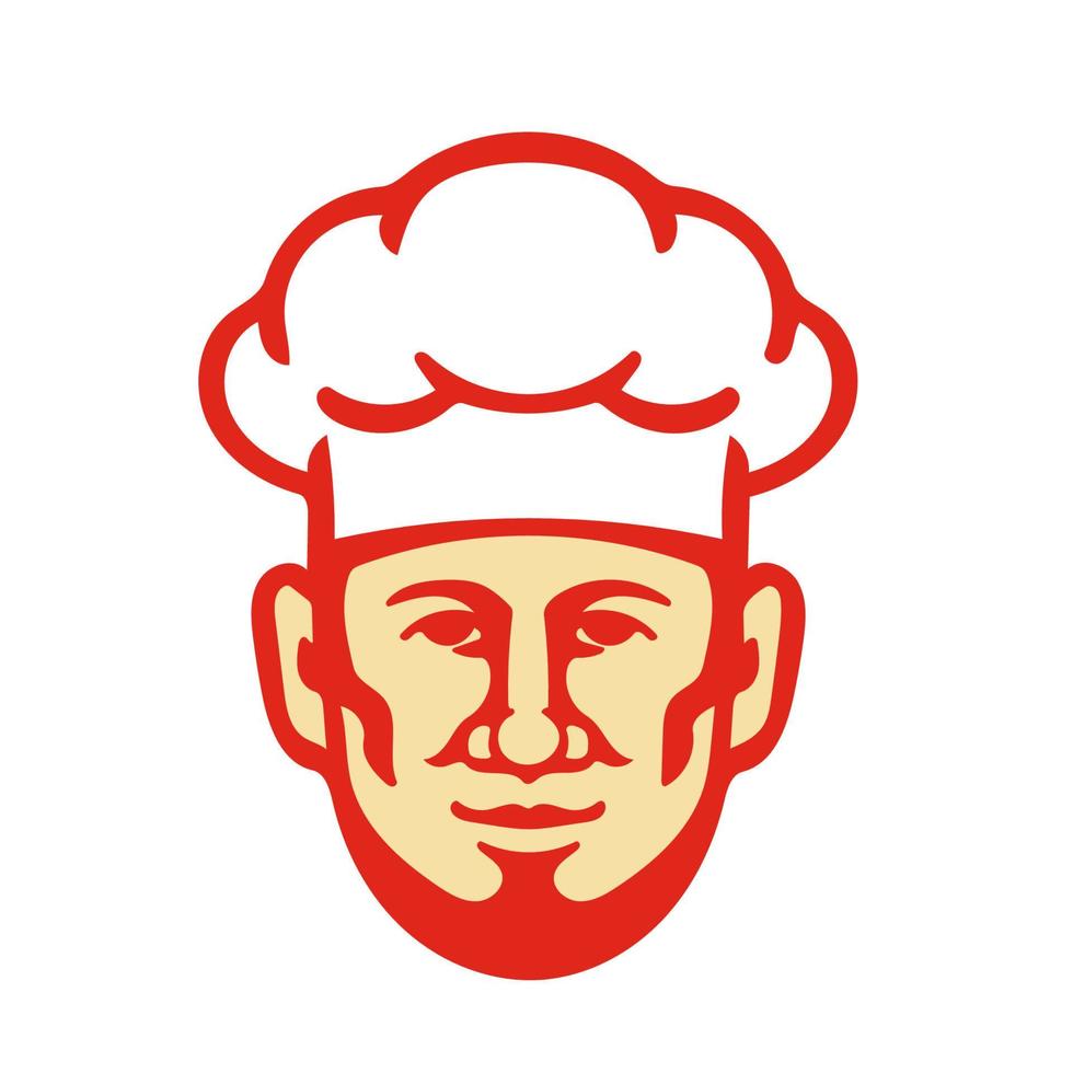 chef kok baard toque hoed retro vector