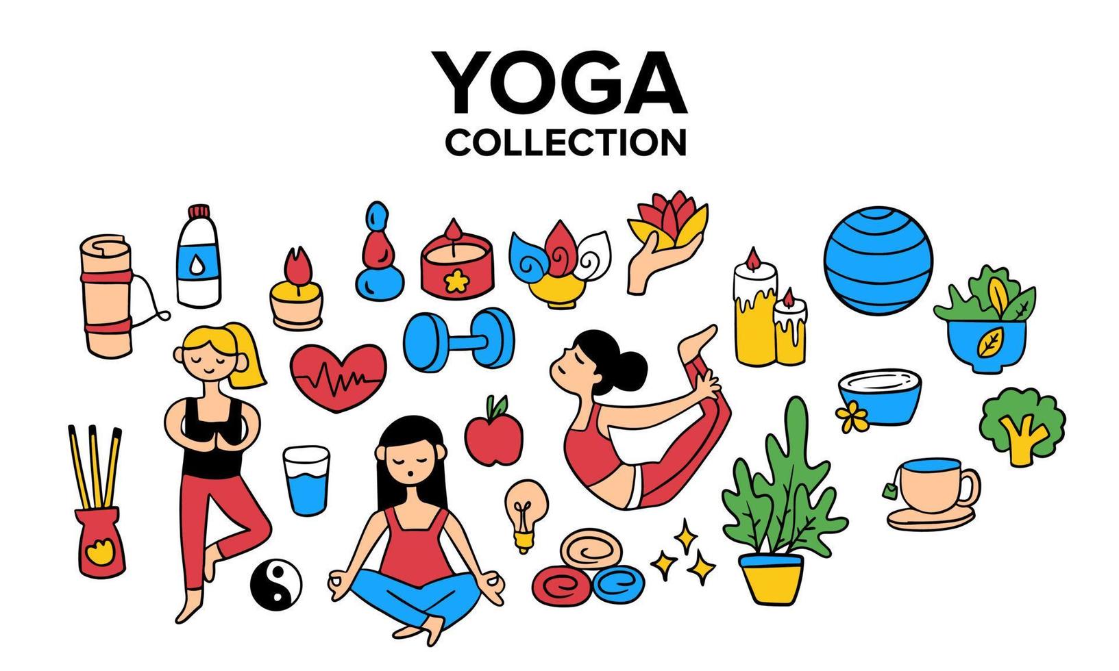 meditatie yoga icoon vorm collectie. yoga vectorillustratie vector