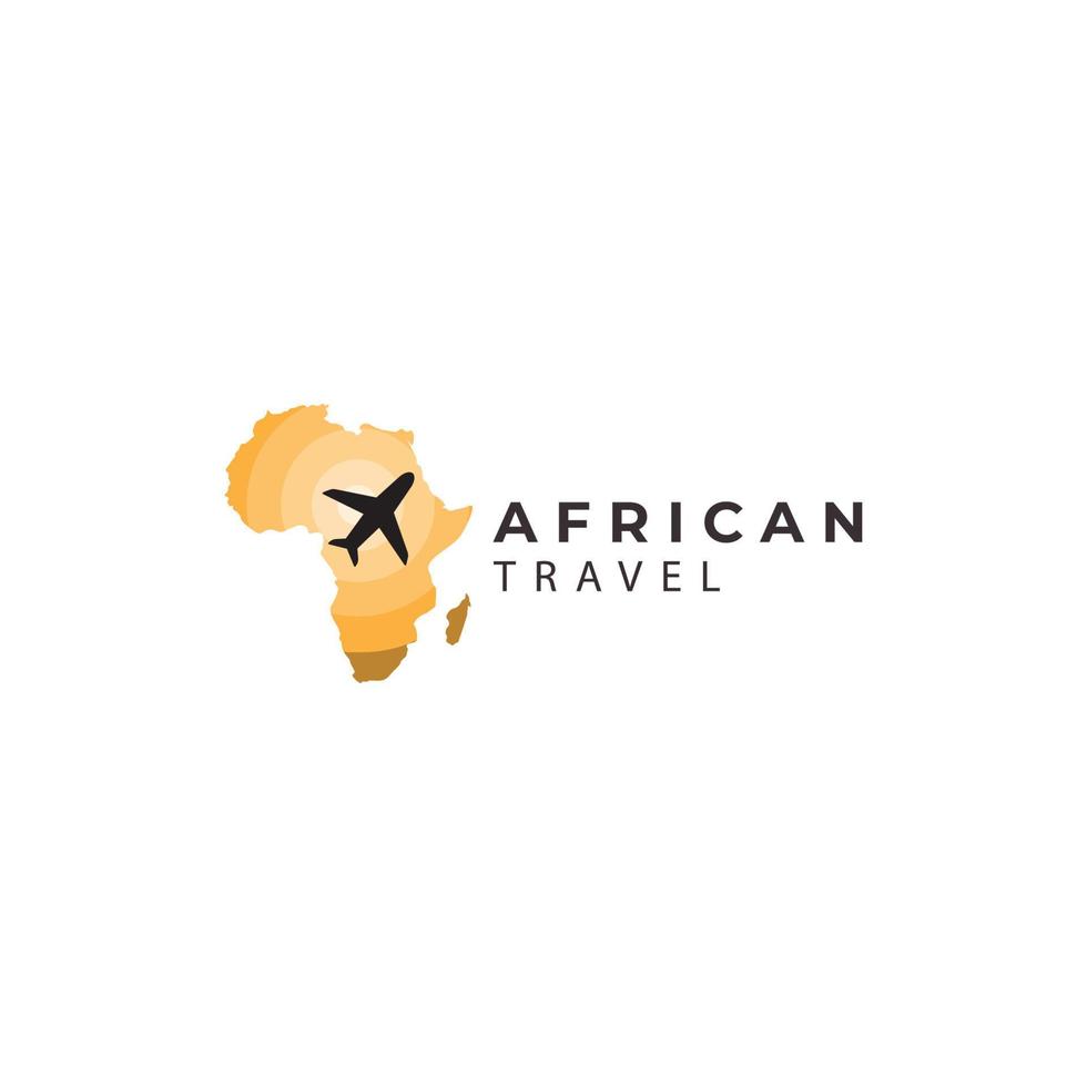 Afrika continent kaart met vliegtuig voor reizen vakantie logo vector pictogram symbool illustratie ontwerp
