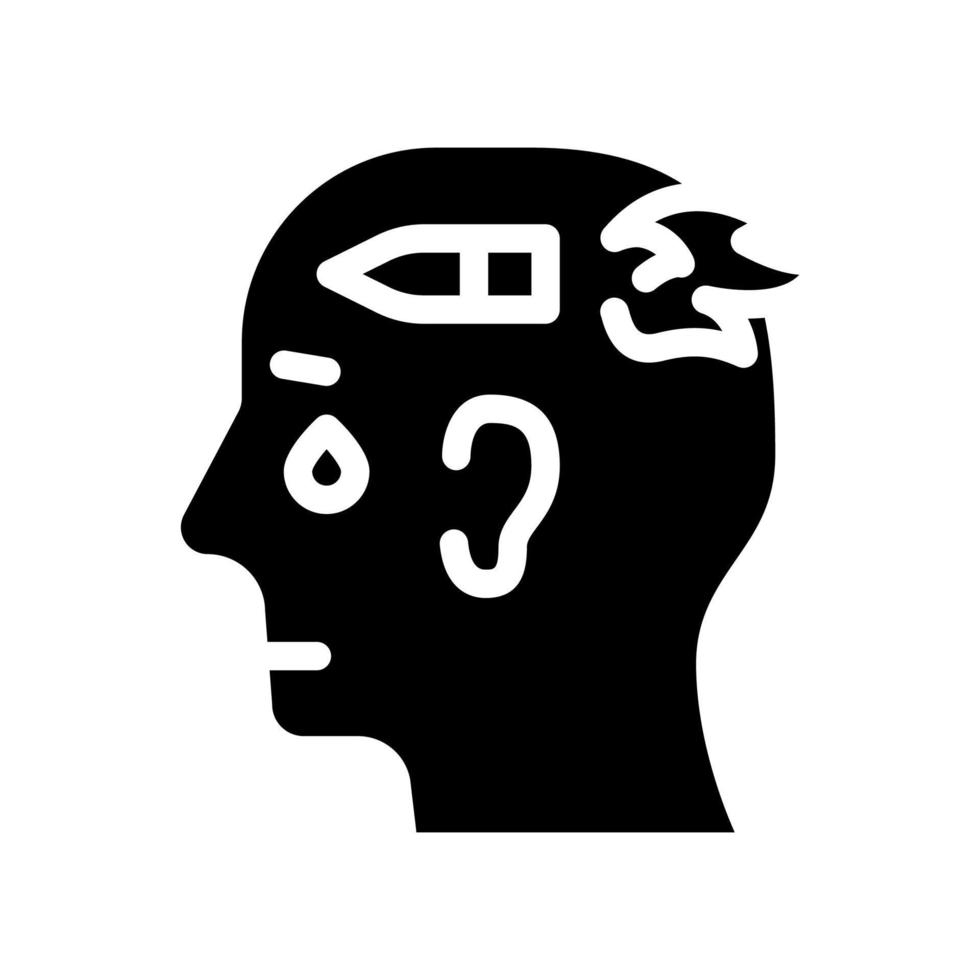 militaire psychologie glyph pictogram vectorillustratie zwart vector