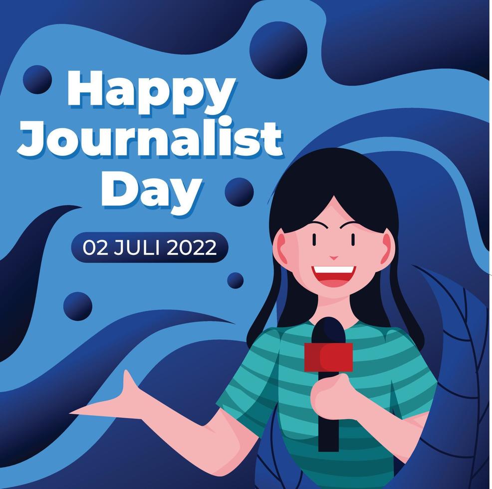 vectorillustratie van happy journalist day banner, wenskaart vector