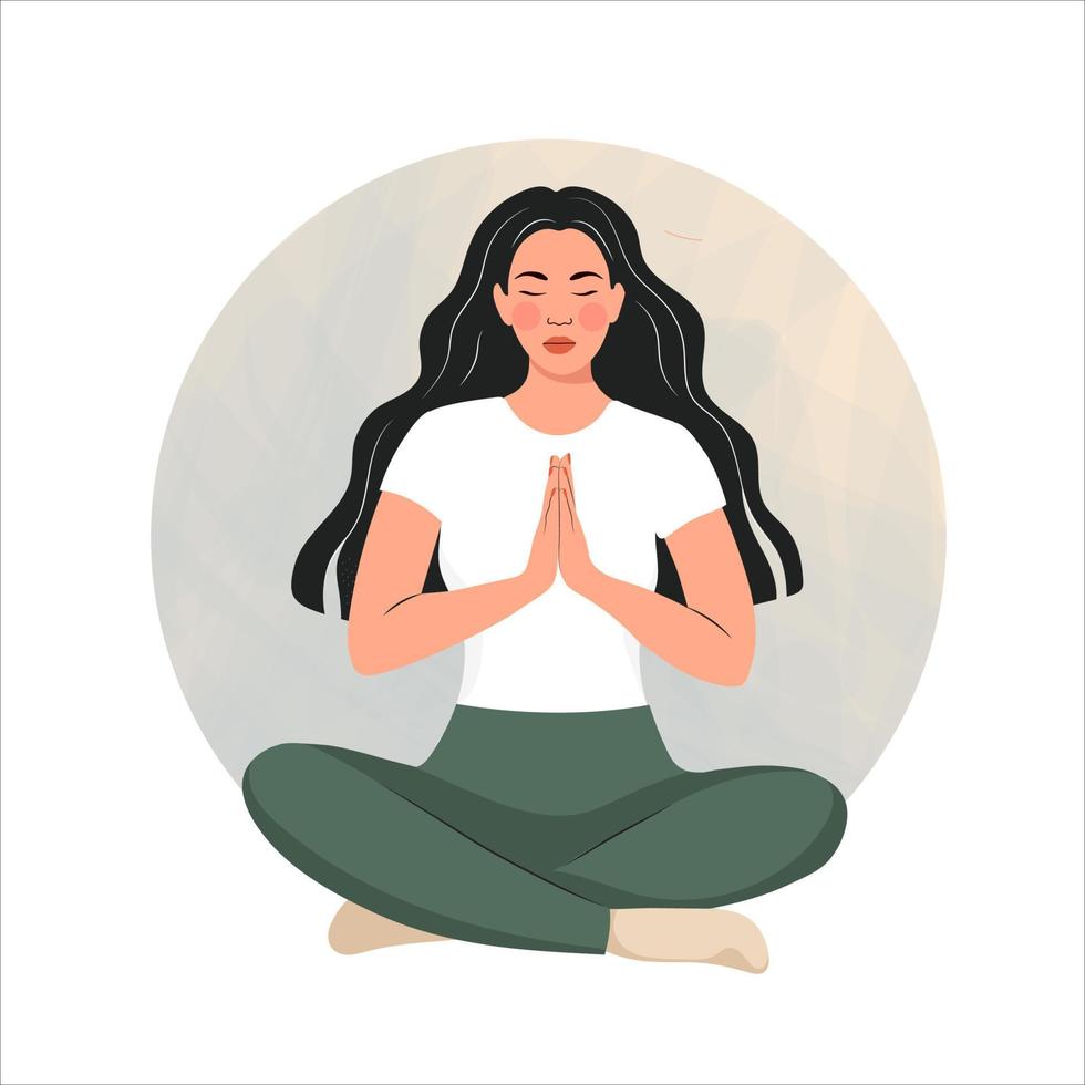 conceptuele afbeelding voor yoga, meditatie, ontspanning, rust, gezonde levensstijl. vectorillustratie in platte cartoonstijl vector