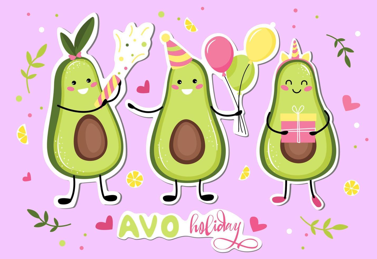 kawaii schattige avocado met een glimlach vector