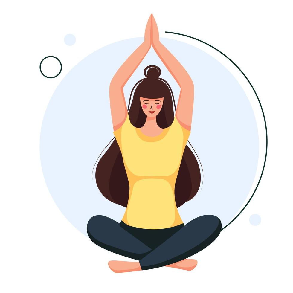 conceptuele afbeelding voor yoga, meditatie, ontspanning, rust, gezonde levensstijl. vectorillustratie in platte cartoonstijl vector