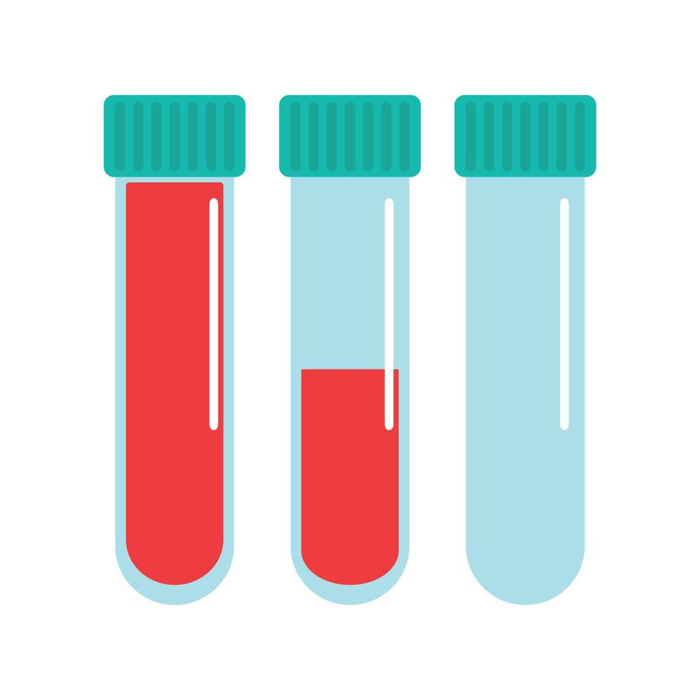 medische reageerbuisjes voor bloedanalyse zonder etiket. vectorillustratie in platte minimalistische stijl. vector