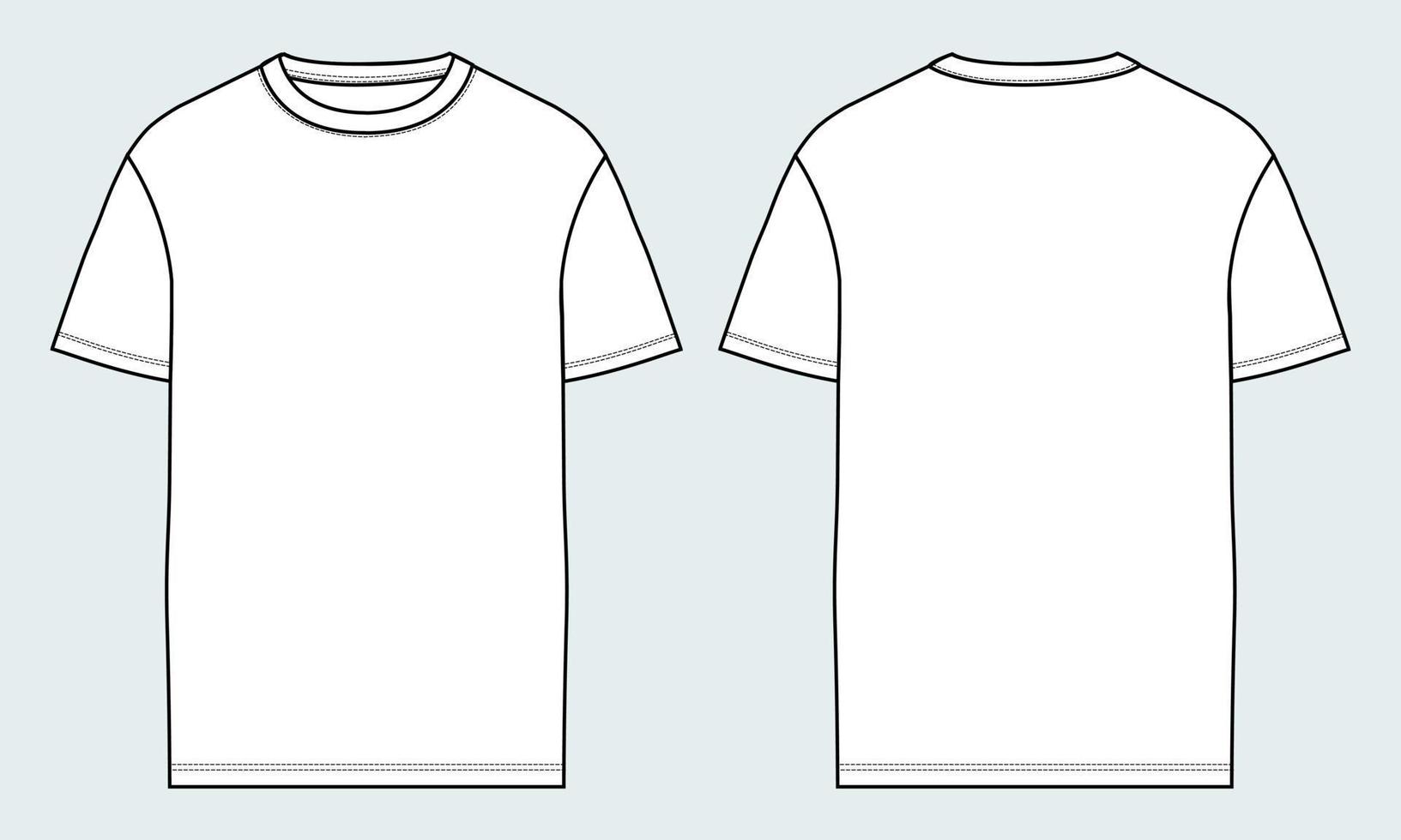 korte mouw t-shirt technische mode platte schets vector illustratie sjabloon