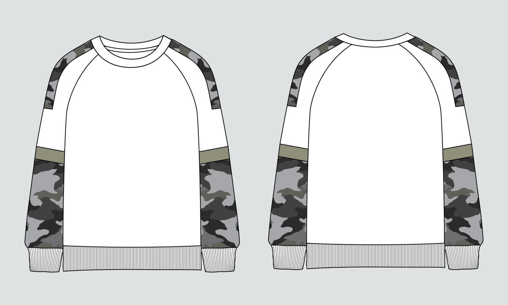 sweatshirt met lange mouwen technische mode platte schets vector illustratie sjabloon