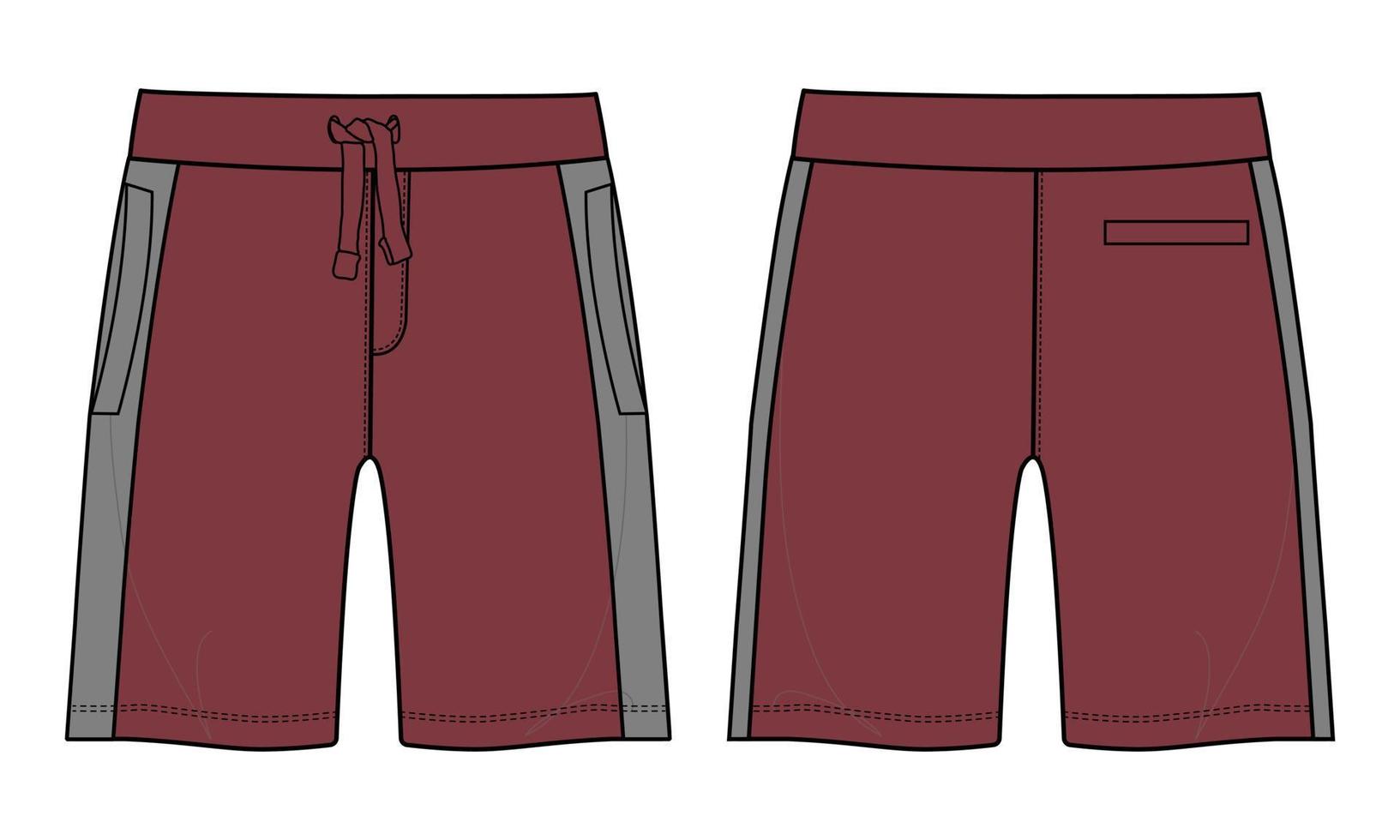 korte broek broek technische mode platte schets vector illustratie sjabloon voor jongens