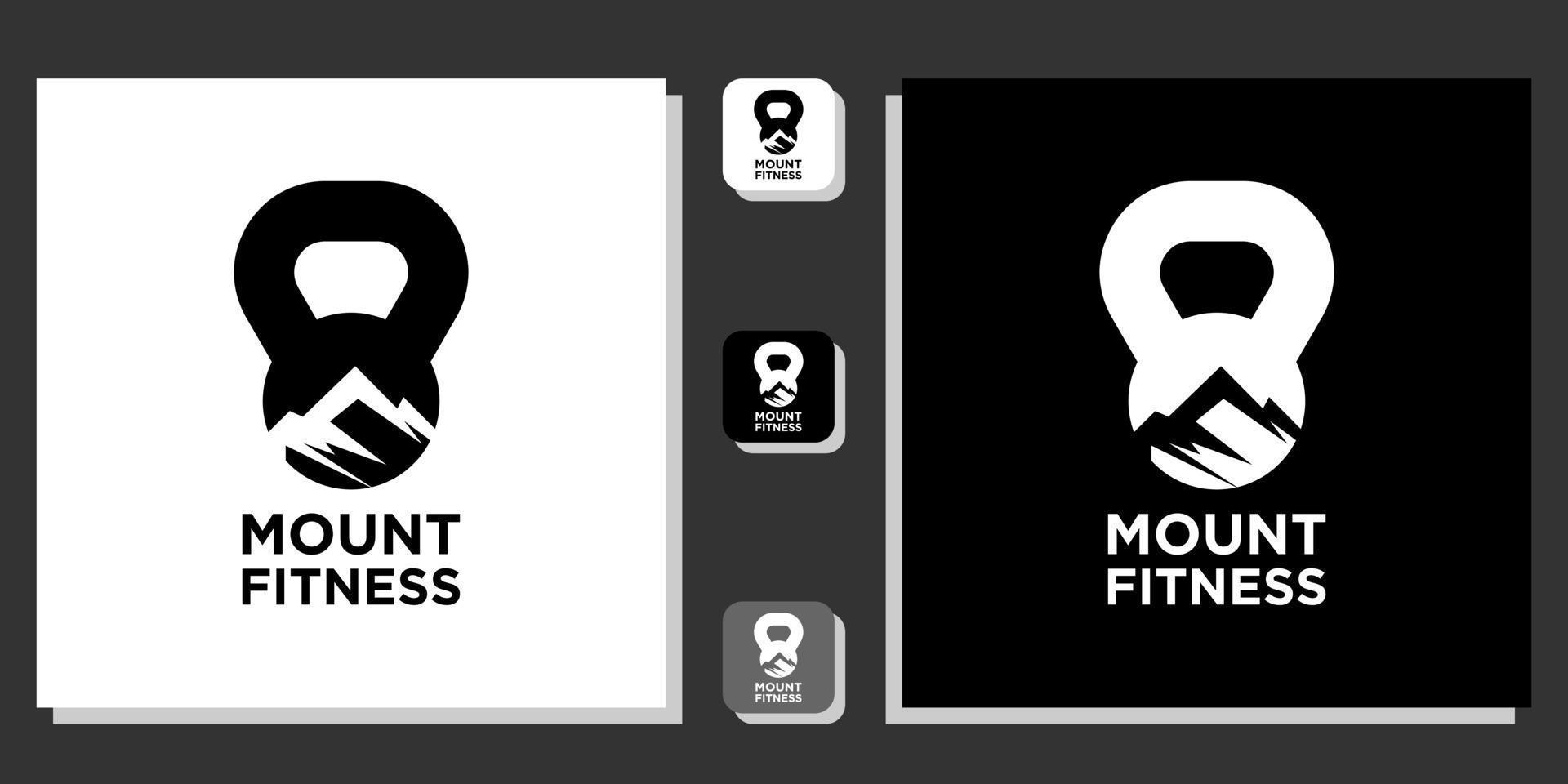 mount fitness combinatie symbool kettlebell bergtop top vector