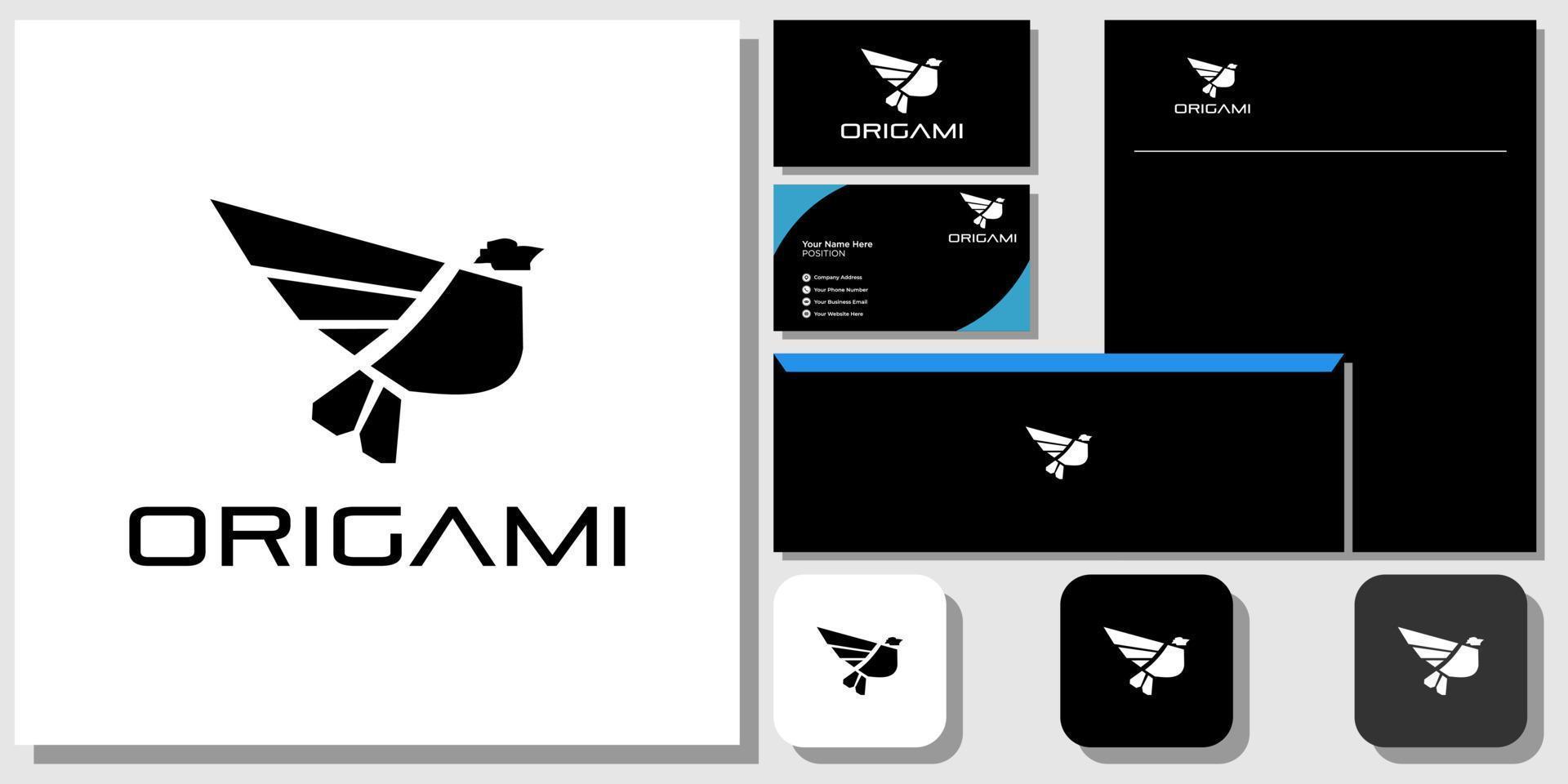 origami vogel symbool met overzicht modern eenvoudig minimalistisch met merkidentiteit sjabloon vector