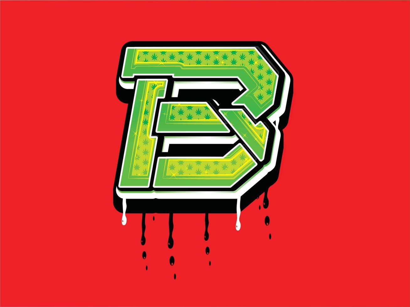 b cannabis letter logo vector