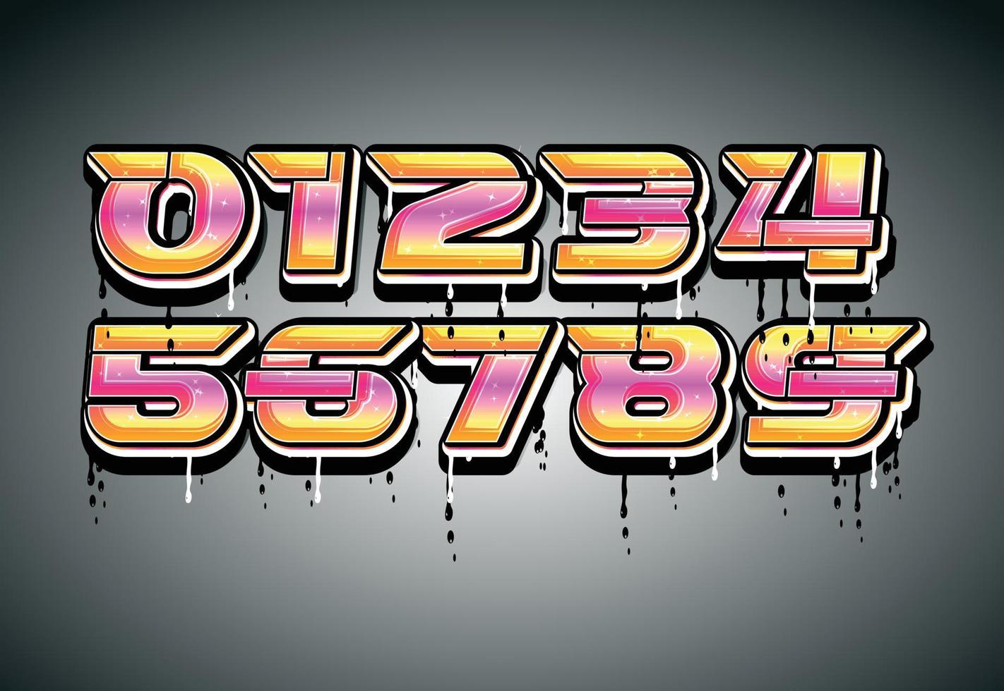 3D-nummergraffiti met druppeleffect vector