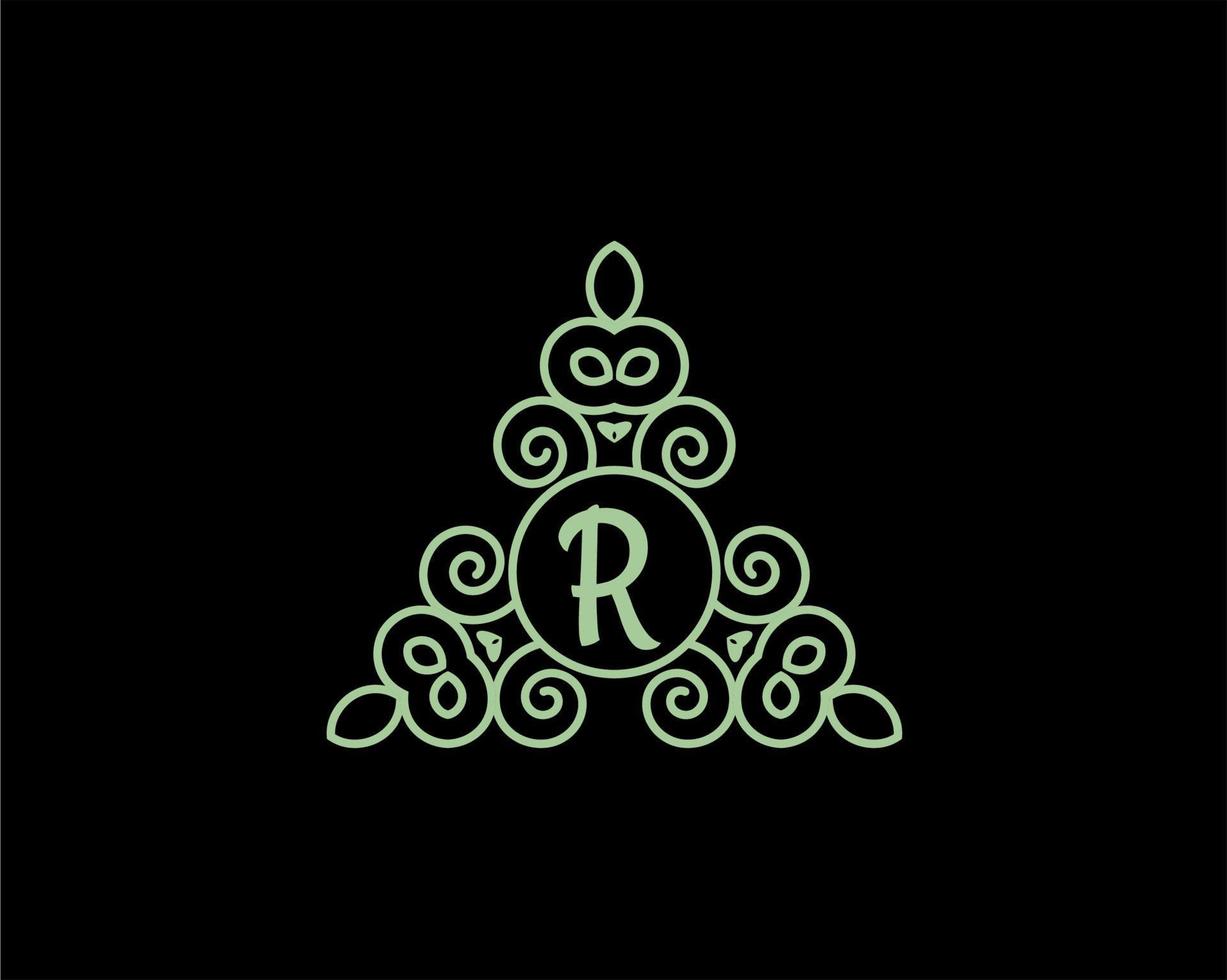 letter r-logo-ontwerp met ornament vector