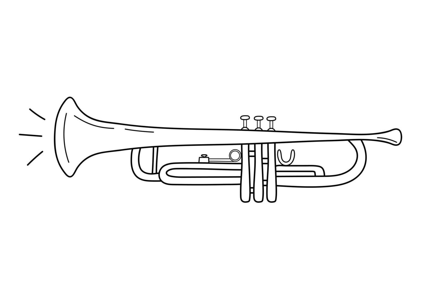 trompet in doodle stijl. muziekinstrument. vector