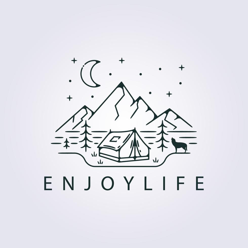 eenvoudig leven minimaal avontuur kamp logo vector illustratie kleding print ontwerp