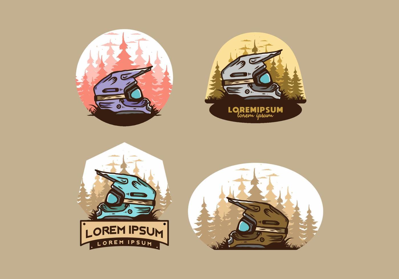 buiten motorcross trail helm illustratie vector