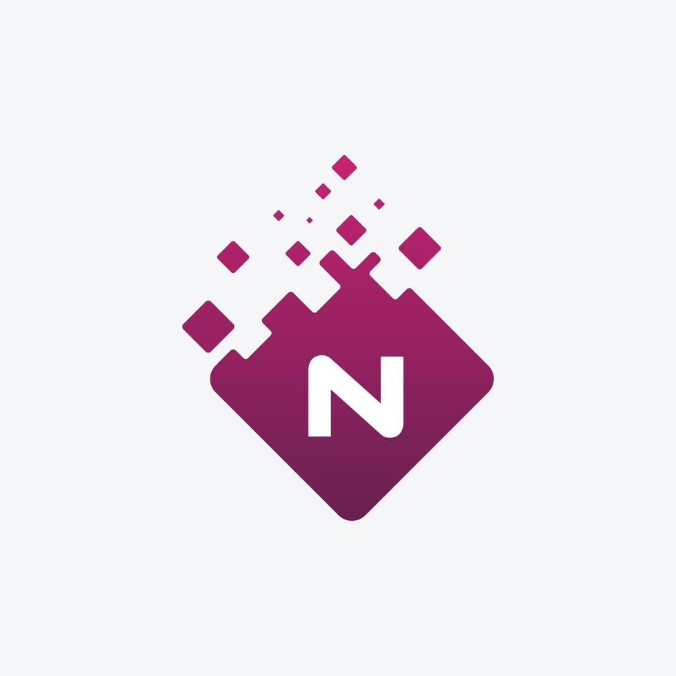 letter n-logo. n vector letterontwerp met vierkant.