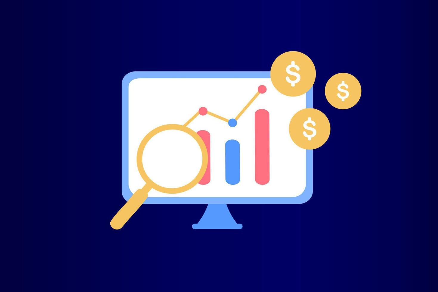 sjabloon voor verkoopgroei. bedrijfsstrategie, financiële analyse, winstverhoging, verkoopmanager, boekhouding, verkooppromotie, marketing- en operatieconcept. minimalistische platte vectorillustratie. vector