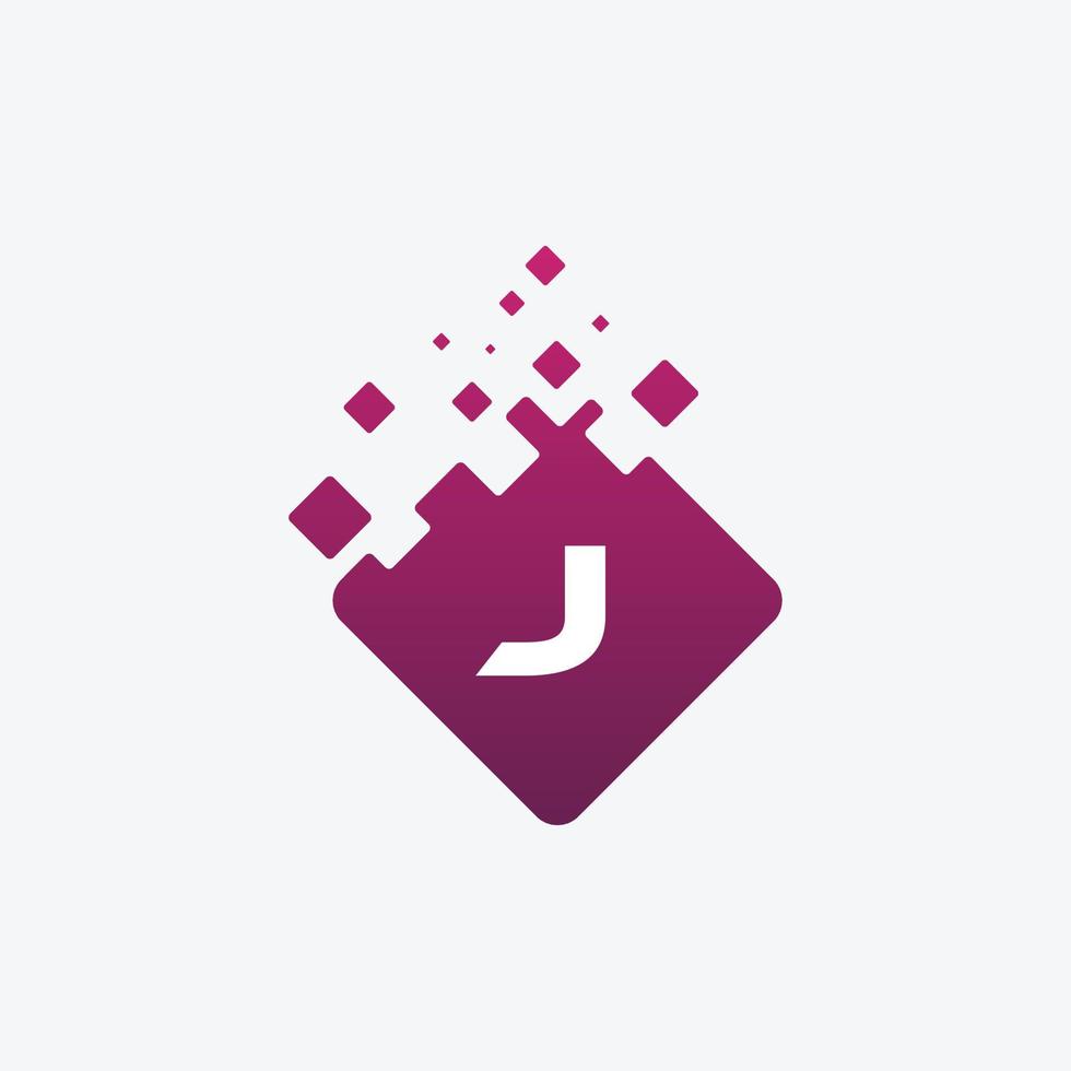 letter j-logo. j vectorbriefontwerp met vierkant. vector