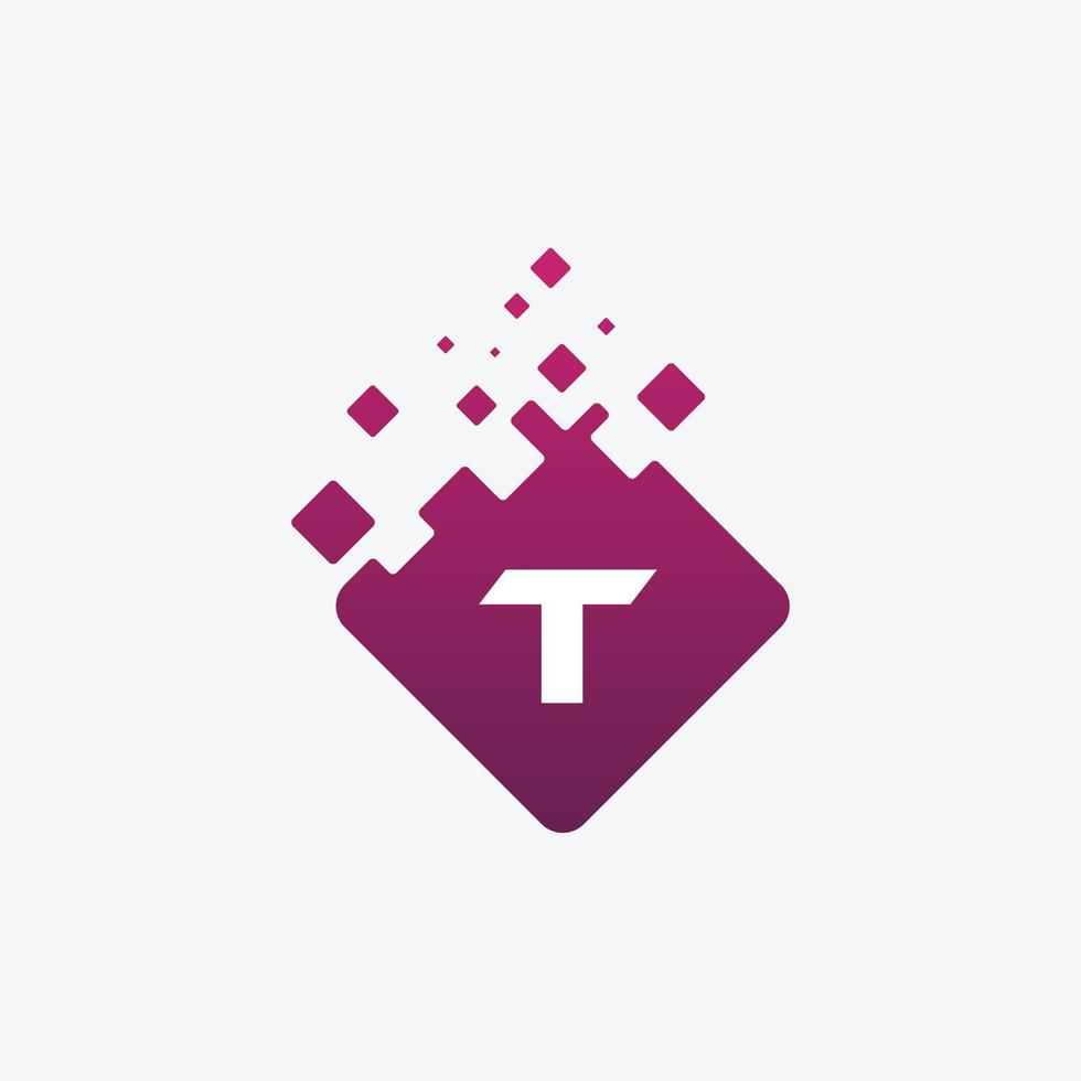 letter t-logo. t vector brief ontwerp met vierkant.