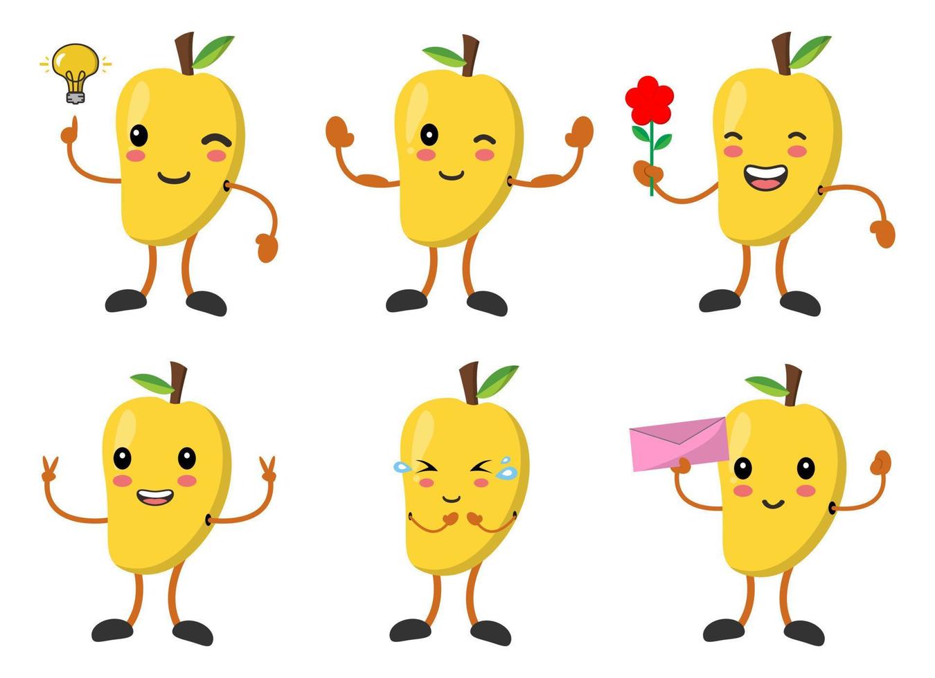 set stripfiguur mango met verschillende emoties pose vectorafbeeldingen vector