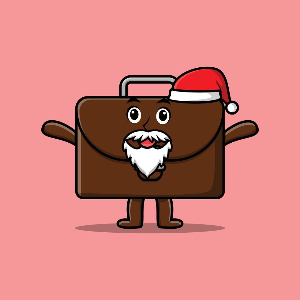 schattige cartoon mascotte karakter koffer santa claus vector