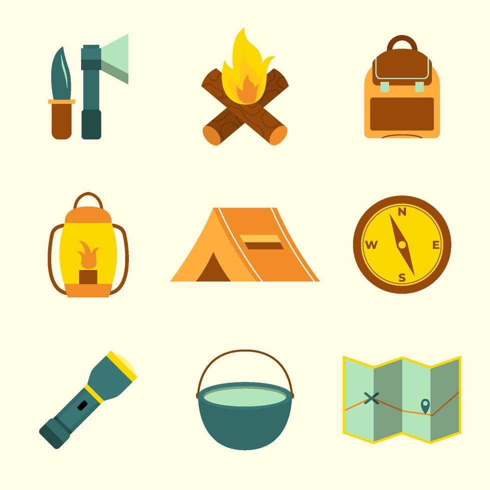 herfst outdoor picknick icon set collectie vector