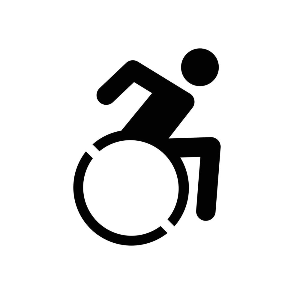 rolstoel gebruiker pictogram illustratie. glyph pictogram vector ontwerp. silhouet