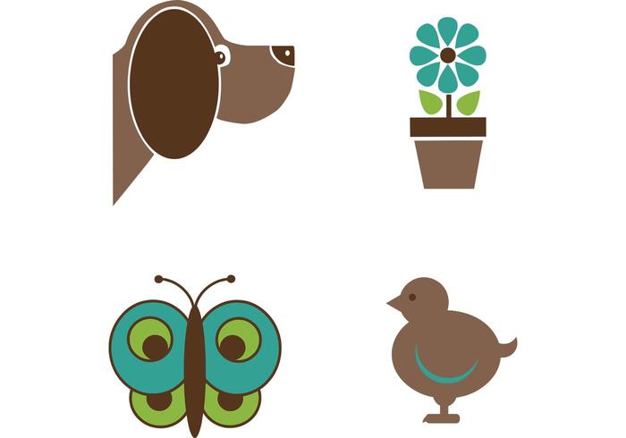 Gratis leuke dieren en bloemen vector