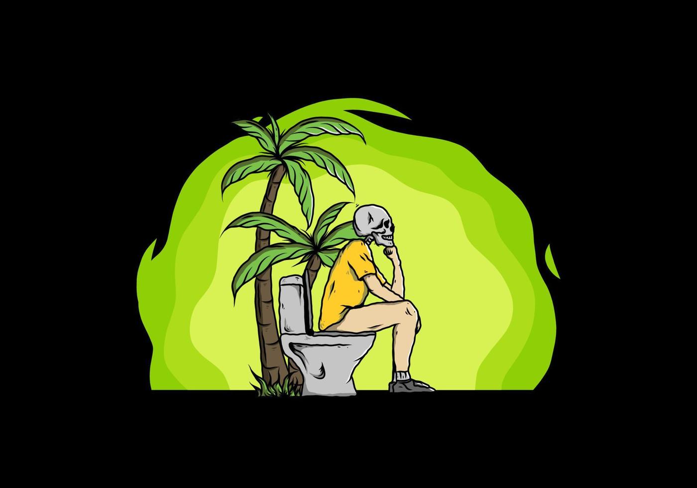 skelet man zit op buiten toilet illustratie vector