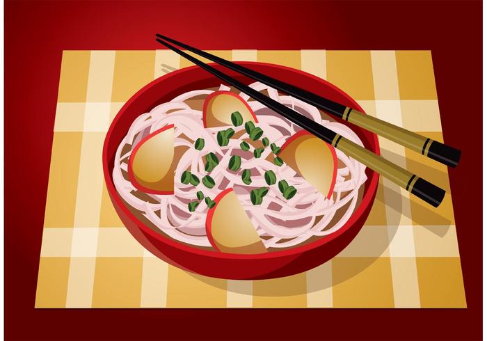 Red Bowl Noodle Vector Food