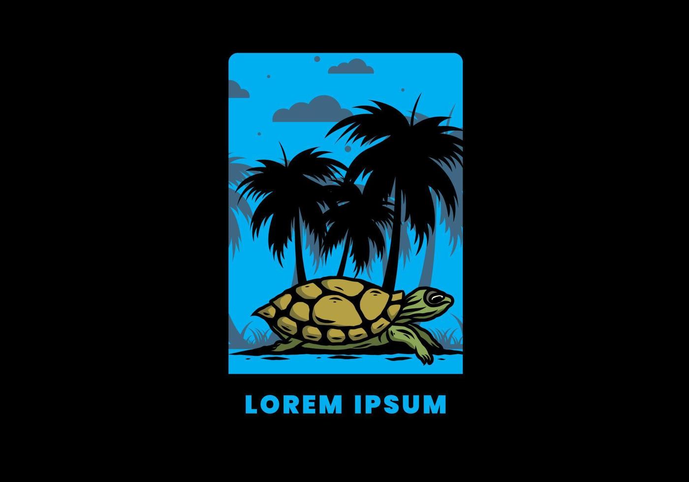 zeeschildpad onder de kokospalm illustratie vector