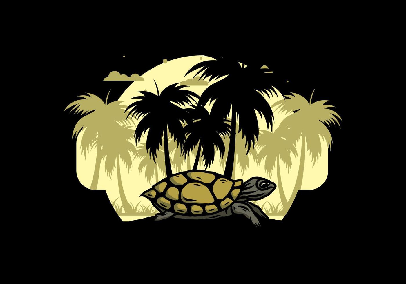 zeeschildpad onder de kokospalm illustratie vector