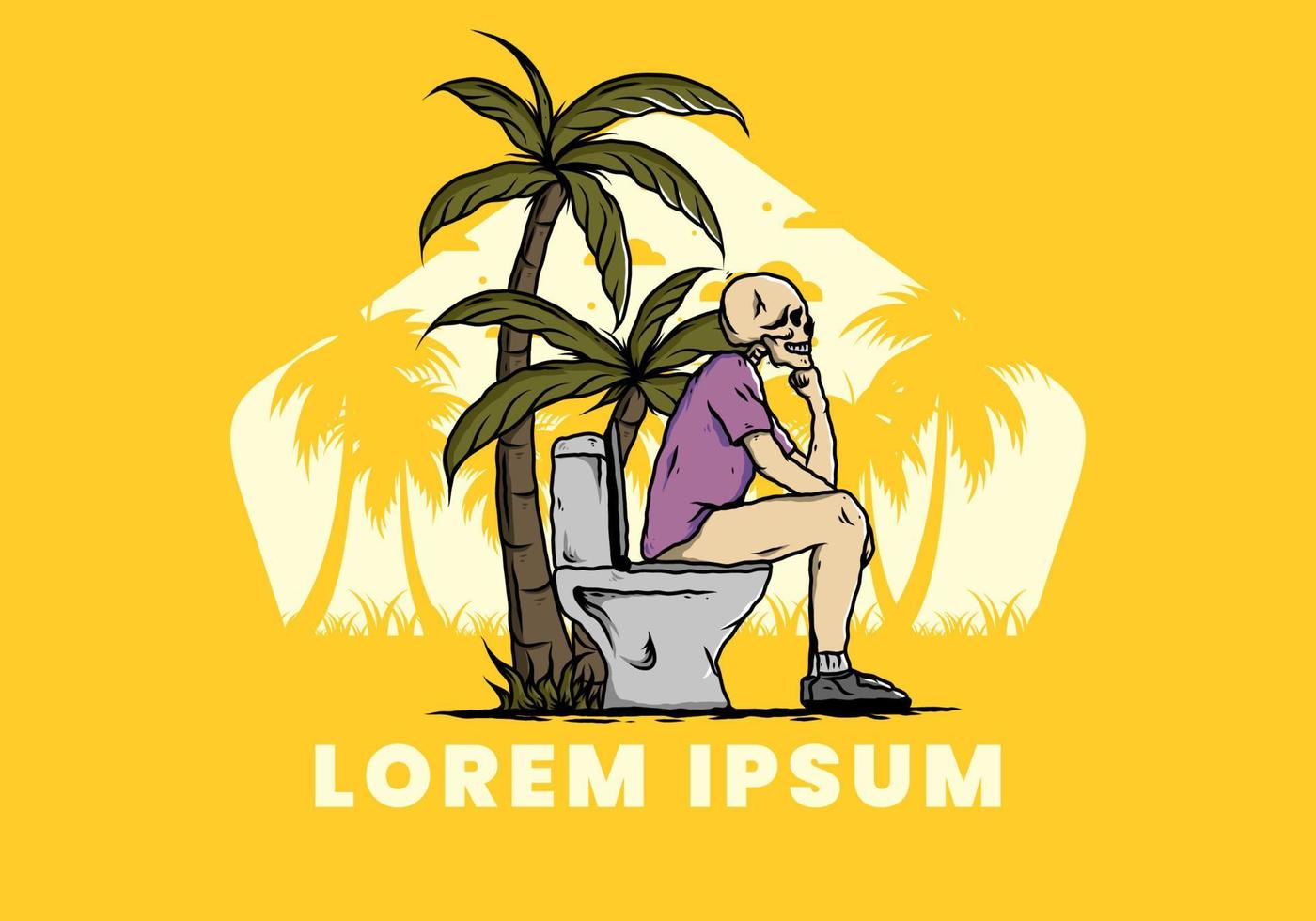 skelet man zit op buiten toilet illustratie vector