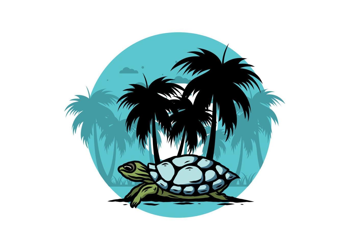 zeeschildpad onder de kokospalm illustratie vector