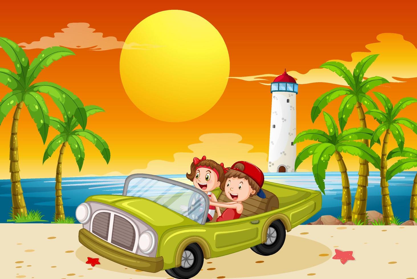 roadtrip vakantie aan het strand vector