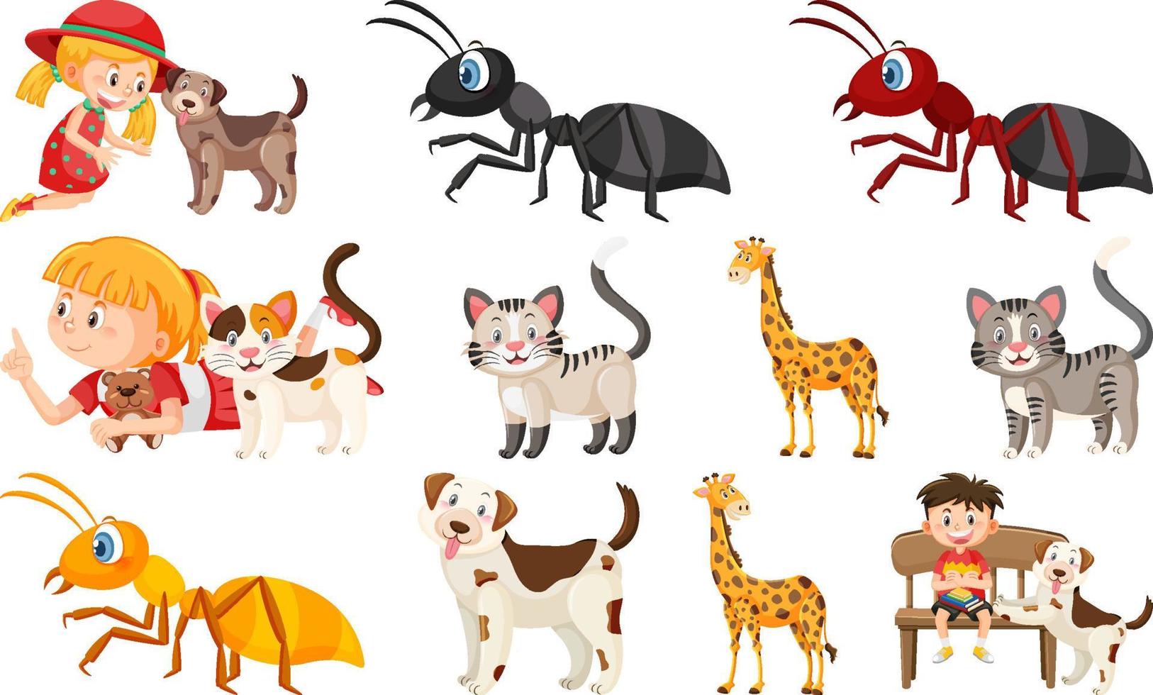 set van verschillende wilde dieren in cartoonstijl vector