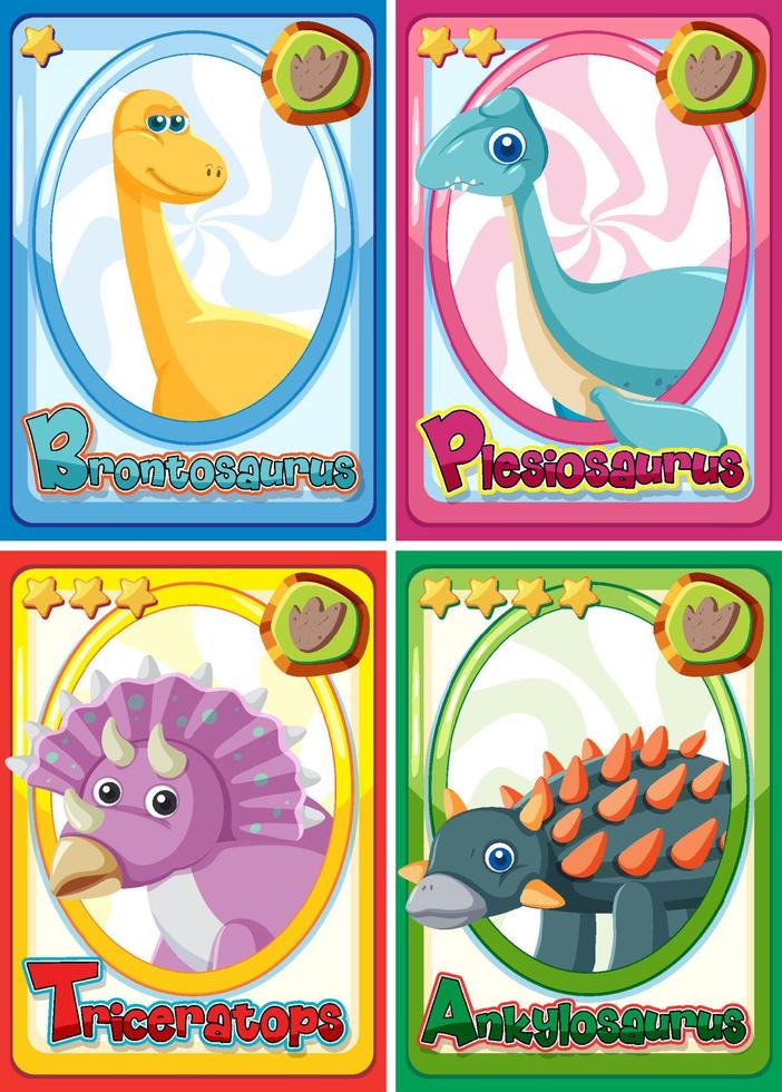 set dinosaurus stripfiguurkaarten vector