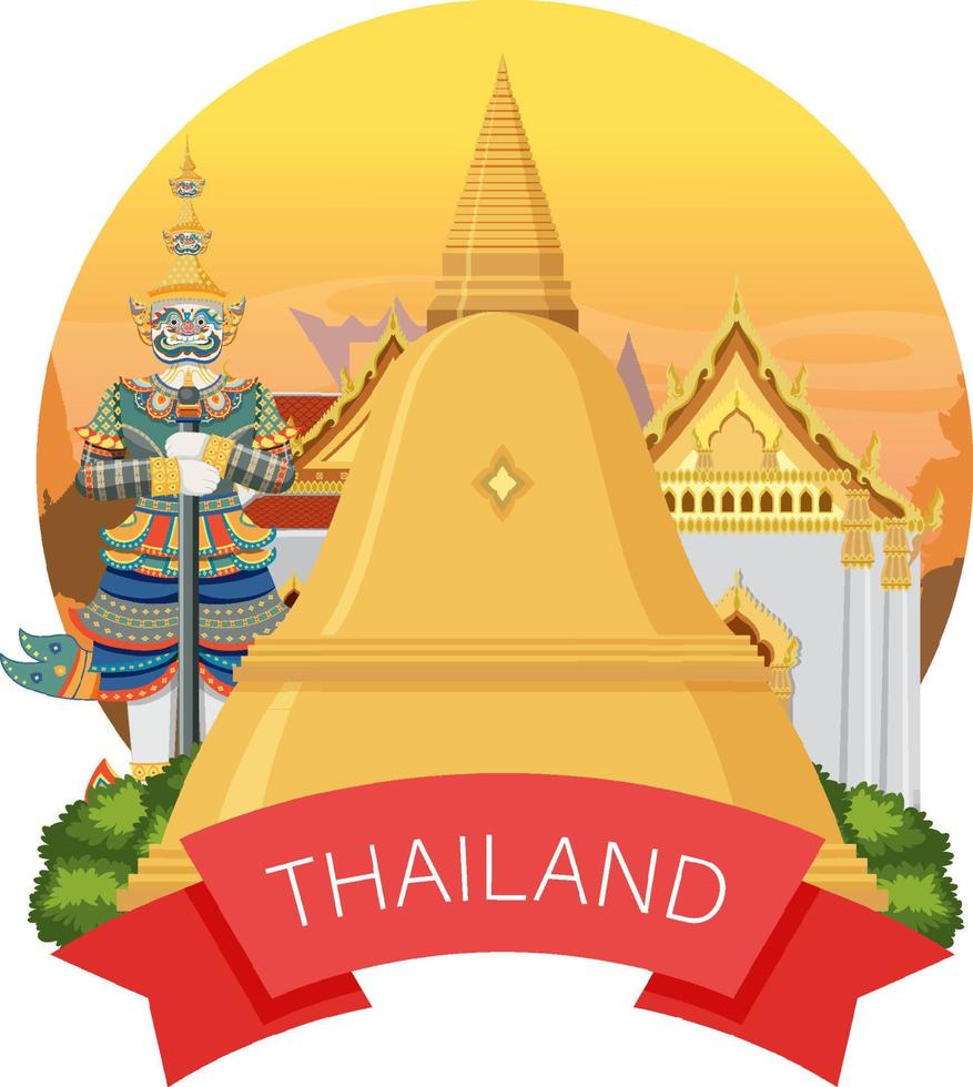 bangkok thailand landmark logo banner vector