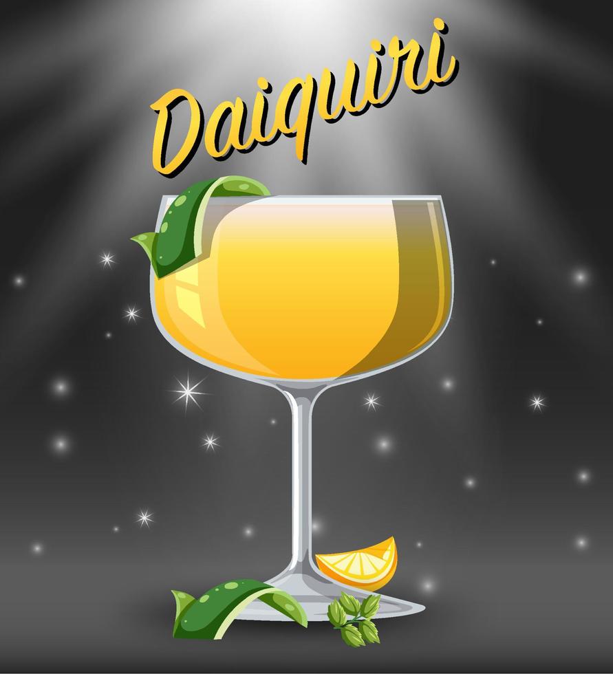 Daiquiri-cocktail in het glas op sprankelende achtergrond vector