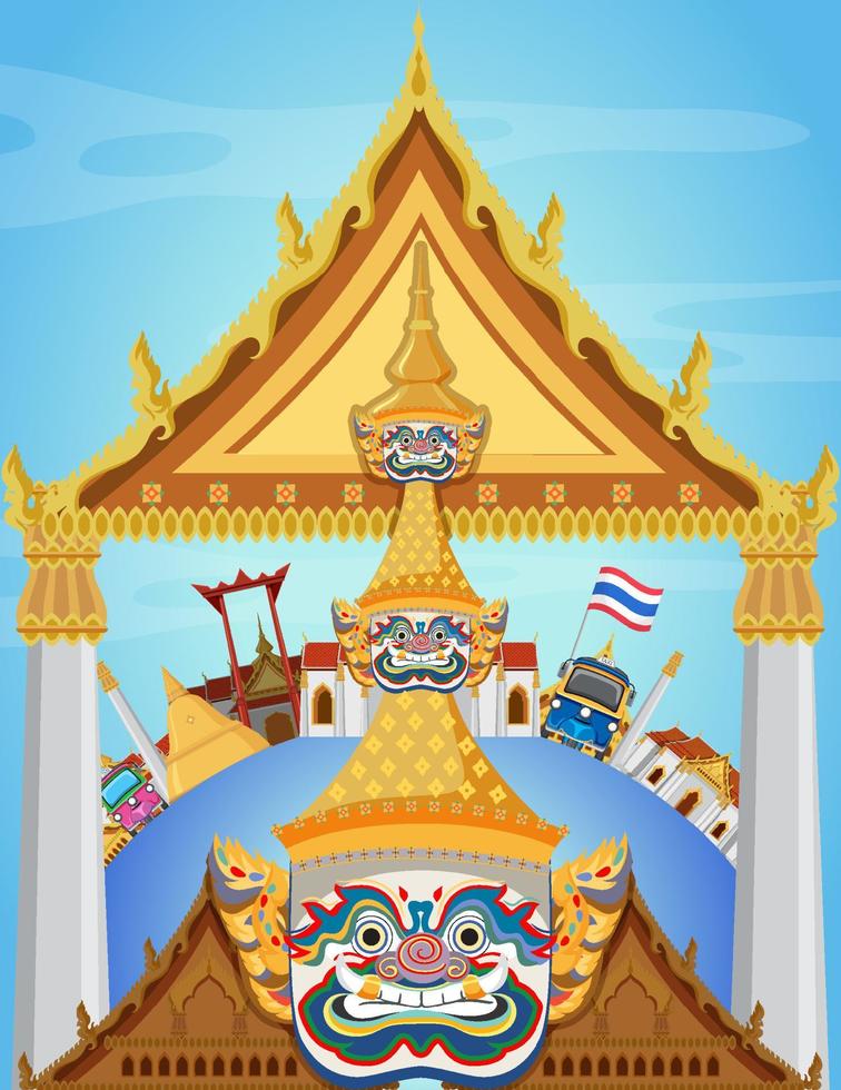 oriëntatiepuntposter van bangkok thailand vector