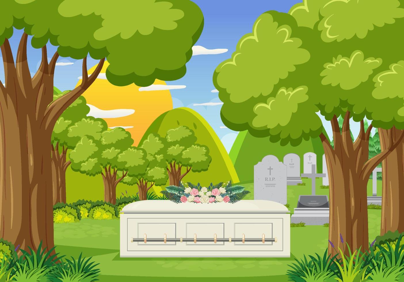 scène van begraafplaats kerkhof vector