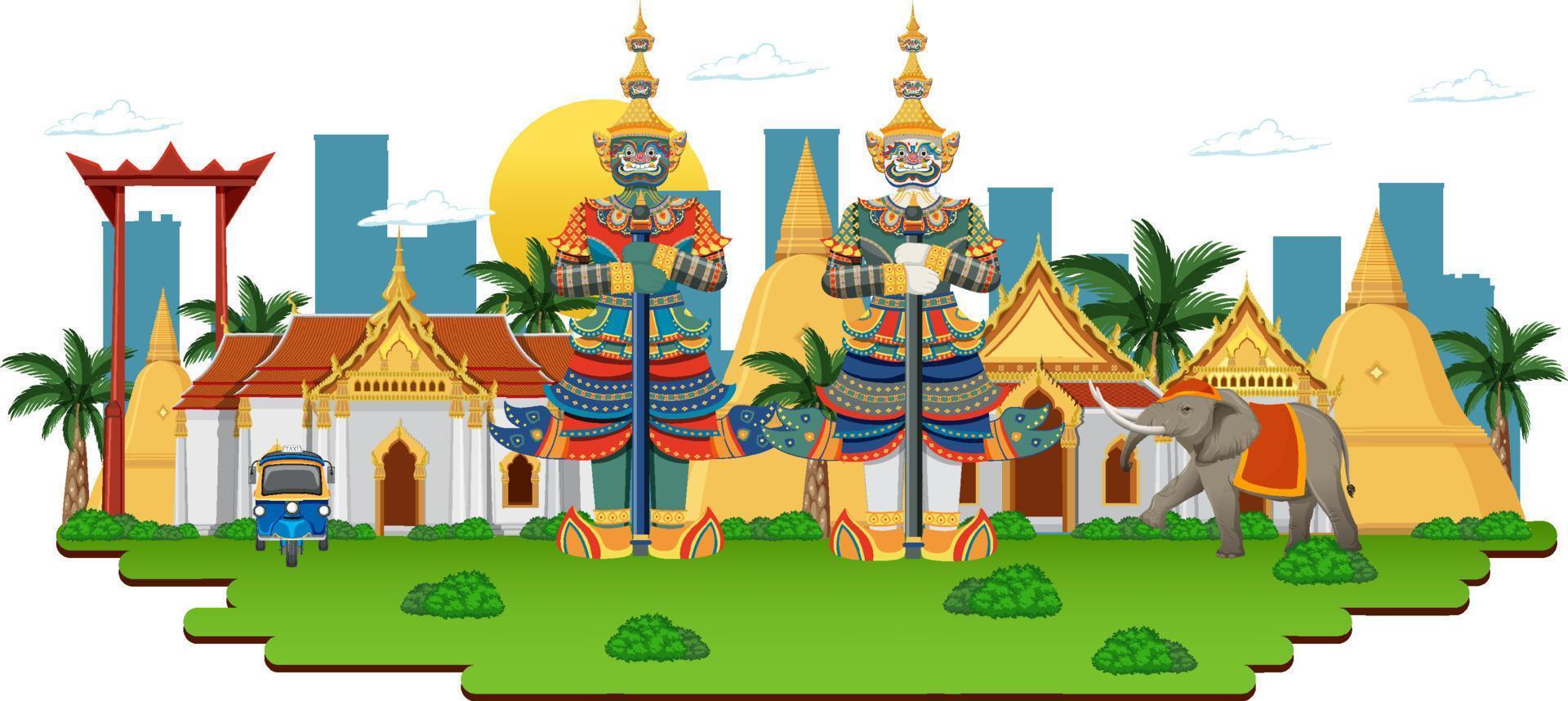 bangkok thailand met bezienswaardigheden vector
