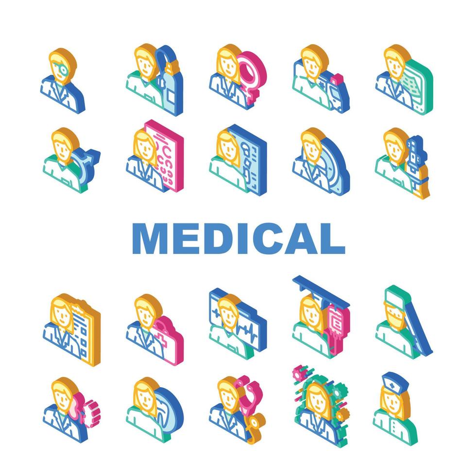 medische specialiteit gezondheid behandelen pictogrammen instellen vector