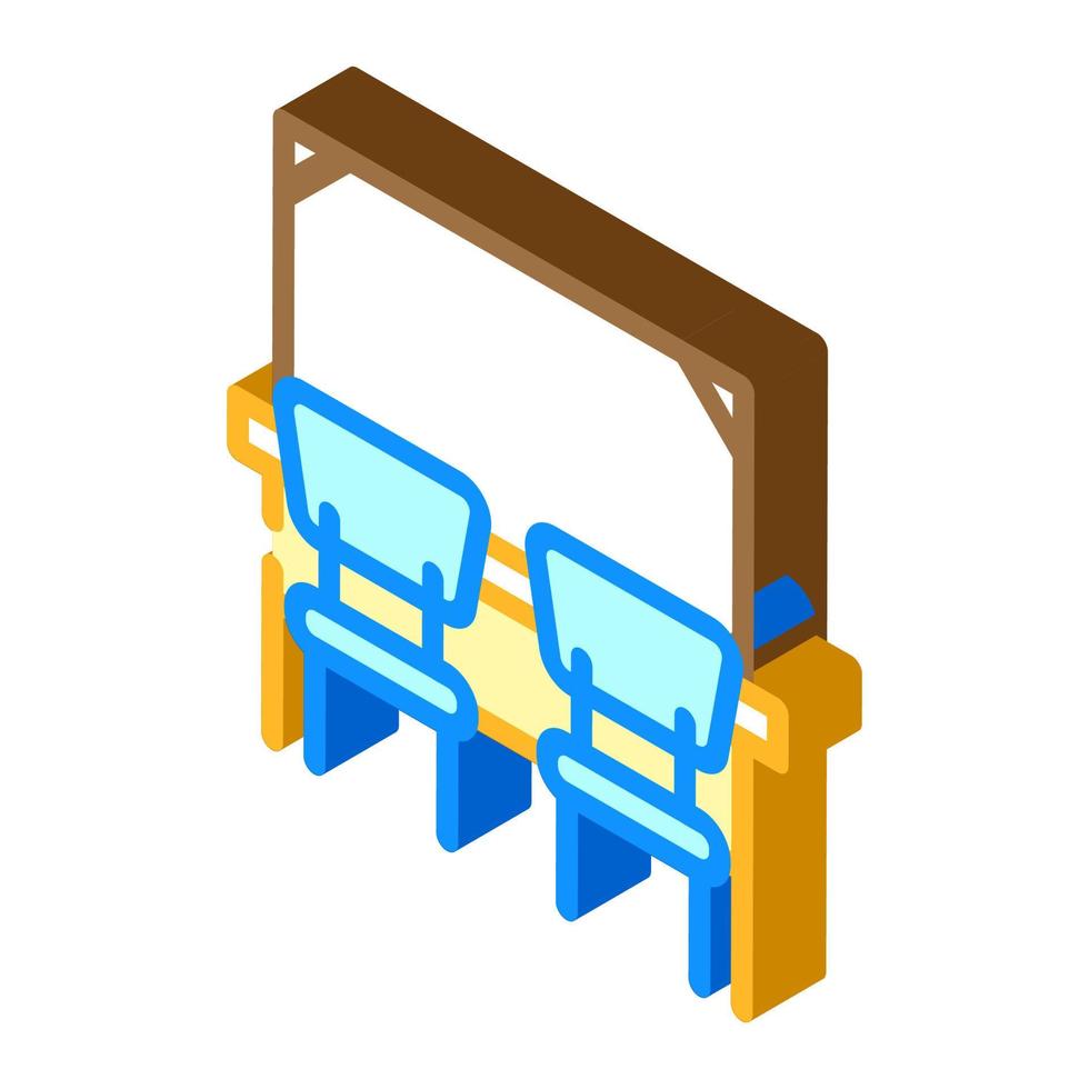 klaslokaal met bureau en stoel isometrische pictogram vectorillustratie vector