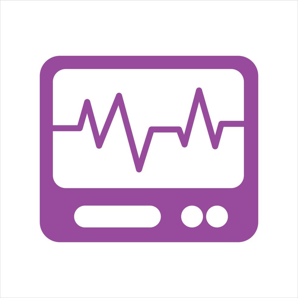 silhouet van een paars beeldscherm voor een gezondheidsmonitor met een hartslaggrafiek. grafische hulpbron voor gezondheidszorgapparaten. bewerkbare vectoren. eps10 vector