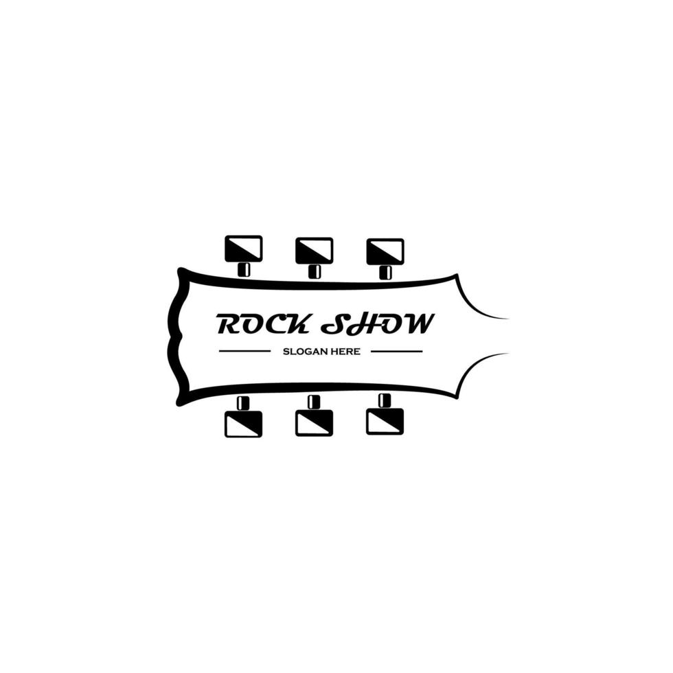 retro stijl gitaar winkel logo sjabloon. rock-'n-roll-teken. geïsoleerd op een witte achtergrond. vector